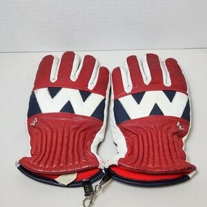 VTG WEISS Cowhide Leather Gloves Men's M Red White Blue Motorcycle Ski Snowboard